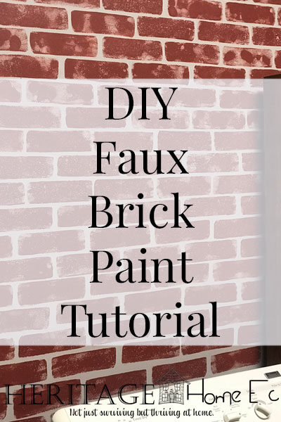 DIY Faux Brick Paint Tutorial- Heritage Home Ec I came up with a DIY Faux Brick Paint technique to use to bring some of our outside brick in. Read on for the full tutorial. | Faux Paint | Faux Brick | Home Decor | Tutorial | Home Economics |