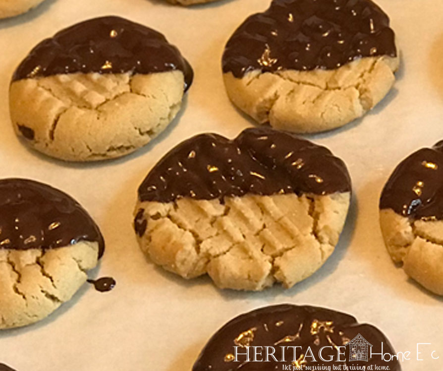 Dark Chocolate Dipped Peanut Butter cookies finished