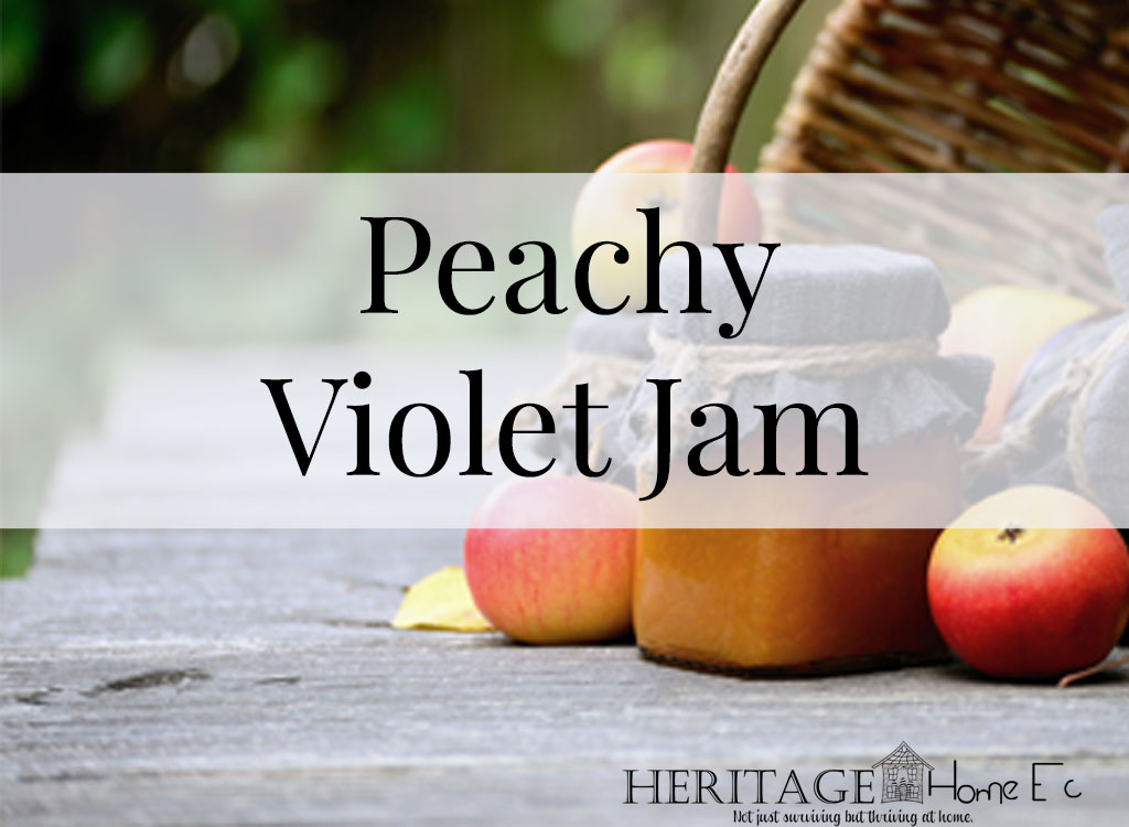 Peachy Violet Jam- Heritage Home Ec Use some of your foraged violets to add a flowery note to this lovely peach jam. | Jams & Jellies | Preserves | Foraging | Food | Recipes |