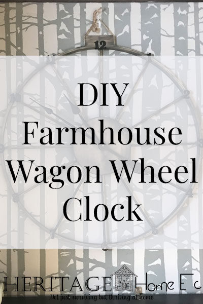 DIY Farmhouse Wagon Wheel Clock from Embroidery Hoops- Heritage Home Ec Creating Farmhouse decor on your to-do list? Why not create this simple DIY Farmhouse Wagon Wheel Clock for your wall today? | DIY Home Decor | Homemaking | Crafts | Home Economics |