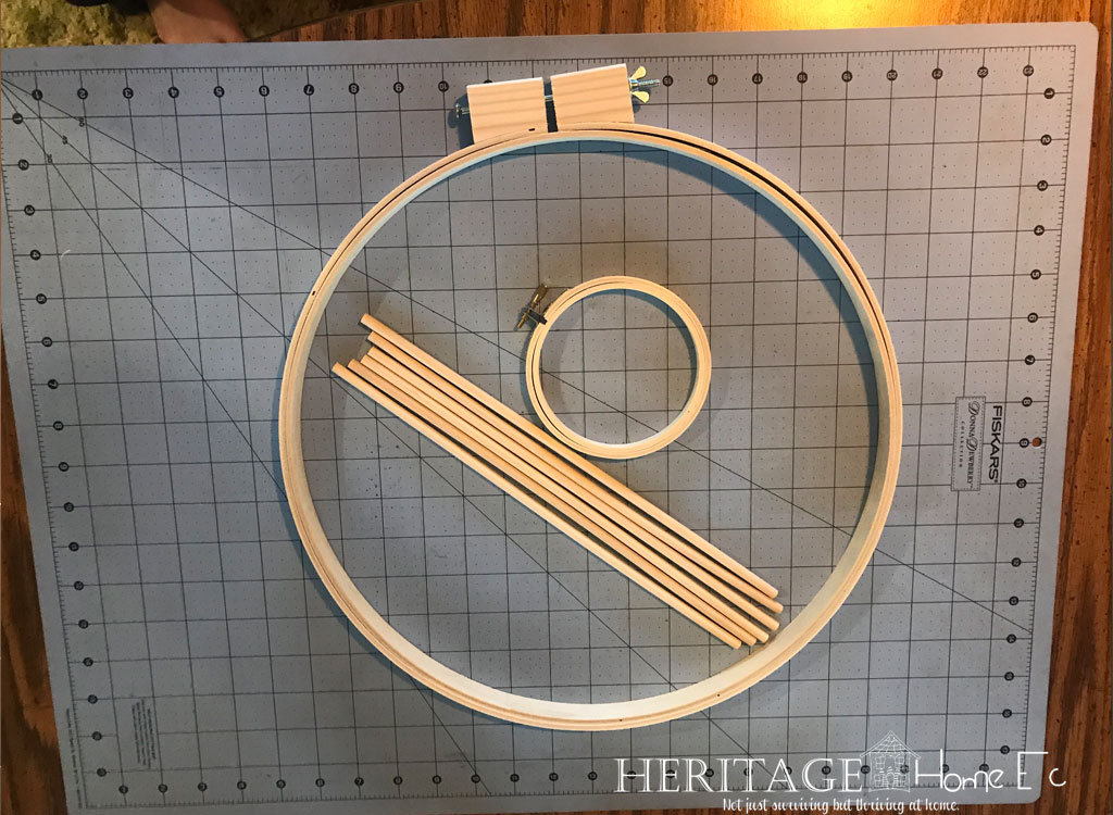 DIY Farmhouse wagon wheel wreath supplies