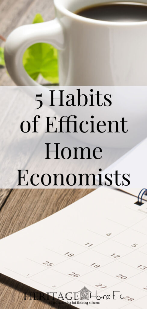 5 Habits of Efficient Home Economists- Heritage Home Ec Running an efficient home takes more than luck. It takes a plan. Having these 5 habits of efficient home economists make it fool-proof. | Home Economics | Homemaking | Home Ec | Habits |
