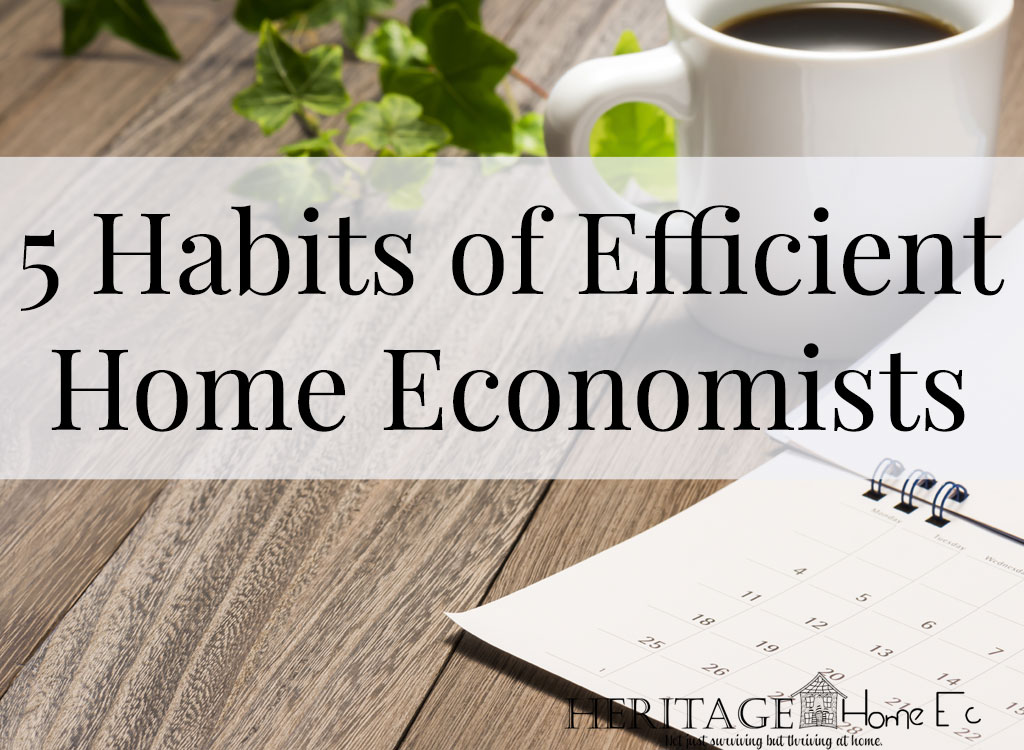 5 Habits of Efficient Home Economists- Heritage Home Ec Running an efficient home takes more than luck. It takes a plan. Having these 5 habits of efficient home economists make it fool-proof. | Home Economics | Homemaking | Home Ec | Habits |