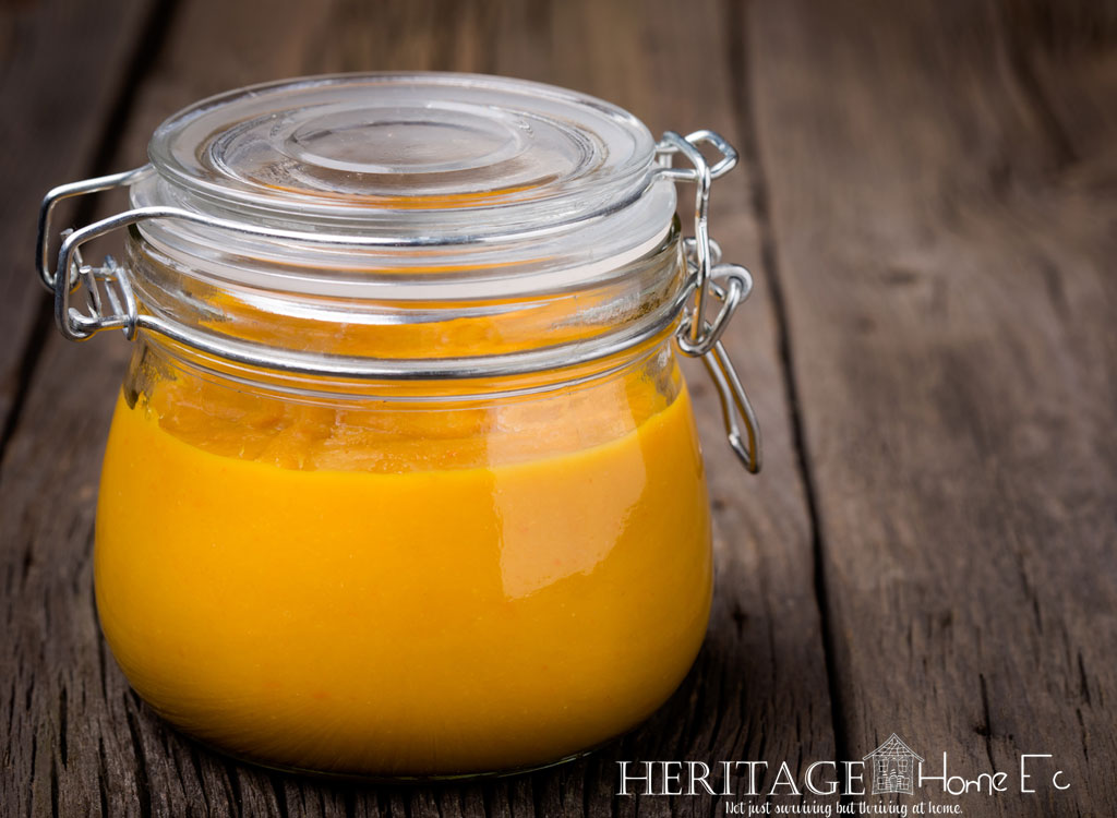 homemade habanero mango hot sauce in jar
