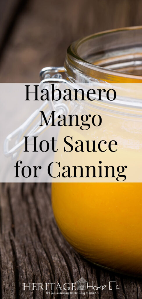 Habanero Mango Hot Sauce- Heritage Home Ec Love sweet heat? Make and can a batch of my Habanero Mango Hot Sauce for them. It's great on tacos and wings, and more! | Food | Recipes | Canning | Home Economics |
