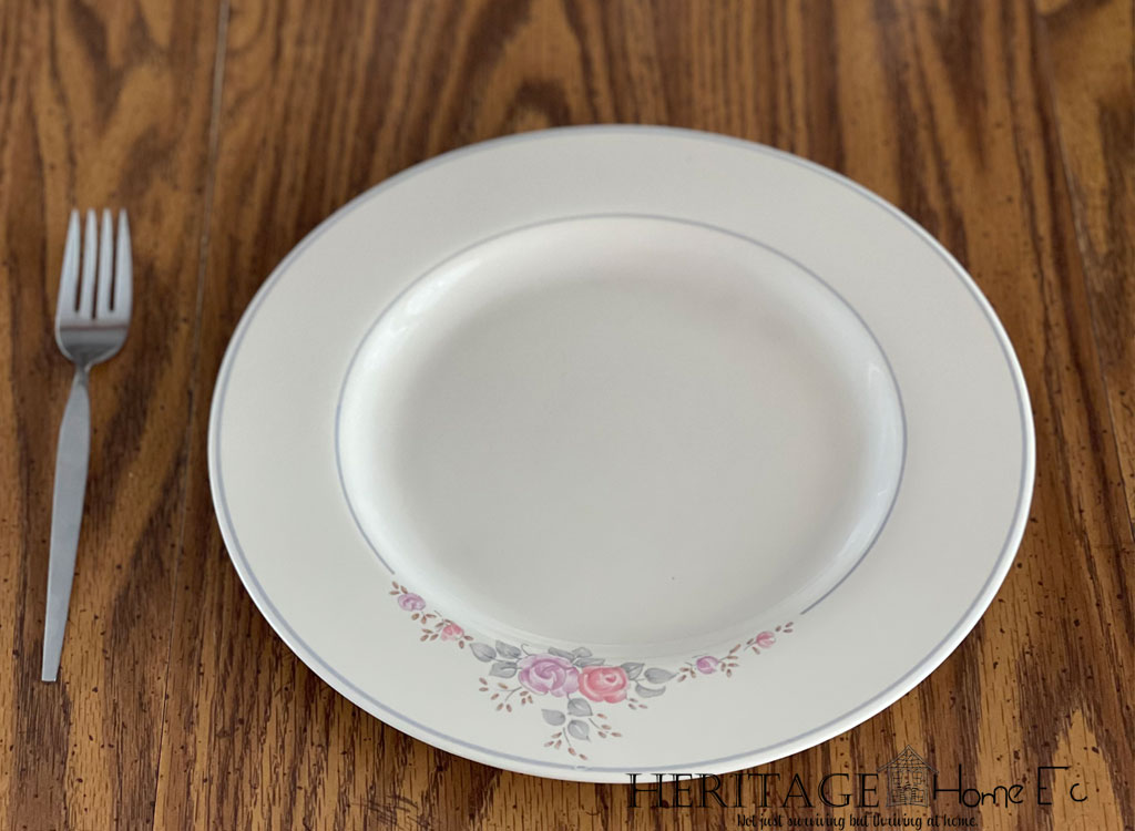 floral plate with fork to the left