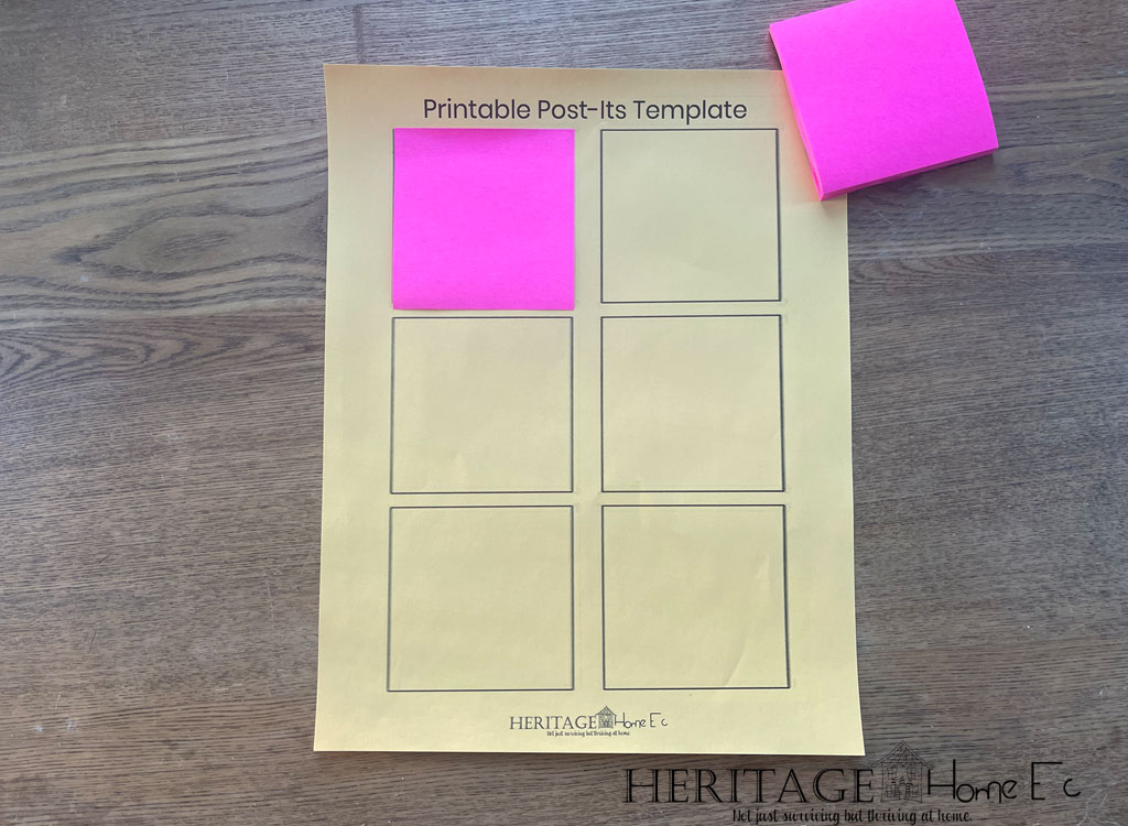 Printable post-it template with pink post-it and pad