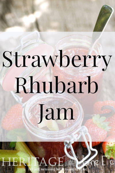 Strawberry Rhubarb Jam- Heritage Home Ec Jams and jellies were a staple on the table when I was growing up. This Strawberry Rhubarb Jam was a staple to can with the harvest. | Food | Recipes | Jams & Jellies | Home Canning |