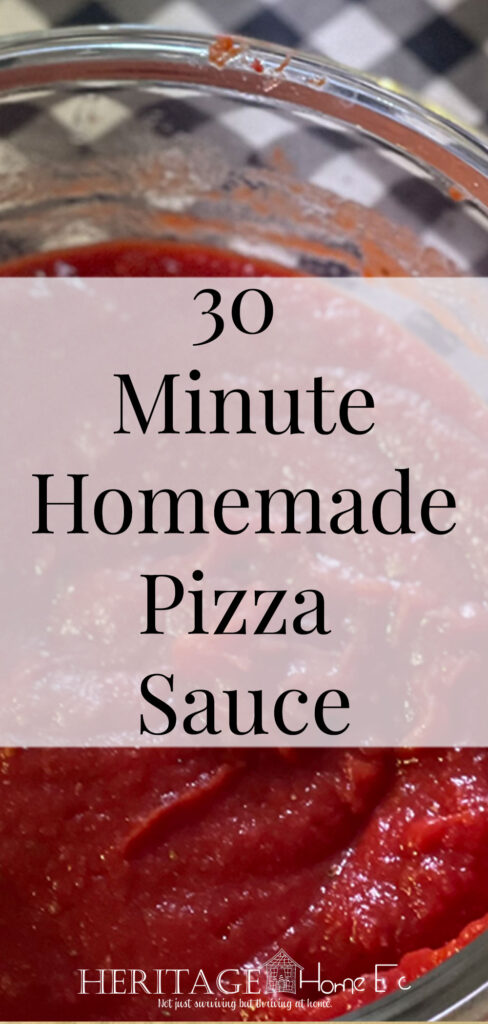 30 Minute Homemade Pizza Sauce- Heritage Home Ec Don't do delivery! Make this 30 Minute Homemade Pizza Sauce quicker than the delivery driver can get to your house. | Food | Recipes | Condiments | Homemade | Home Economics |