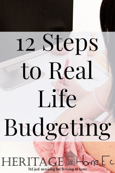 12 Steps to Real Life Budgeting- Heritage Home Ec If you want to make this your year to meet your money goals, here are 12 real-life budgeting ideas to make it work for you. | Budgeting | Money | Home Economics |