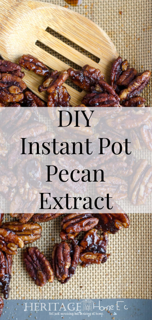 DIY Instant Pot Pecan Extract- Heritage Home Ec Here is how to make your own DIY Instant Pot pecan extract (just to get a little bougie from time to time). | Food | Instant Pot | Extracts | Homemade | Home Economics |