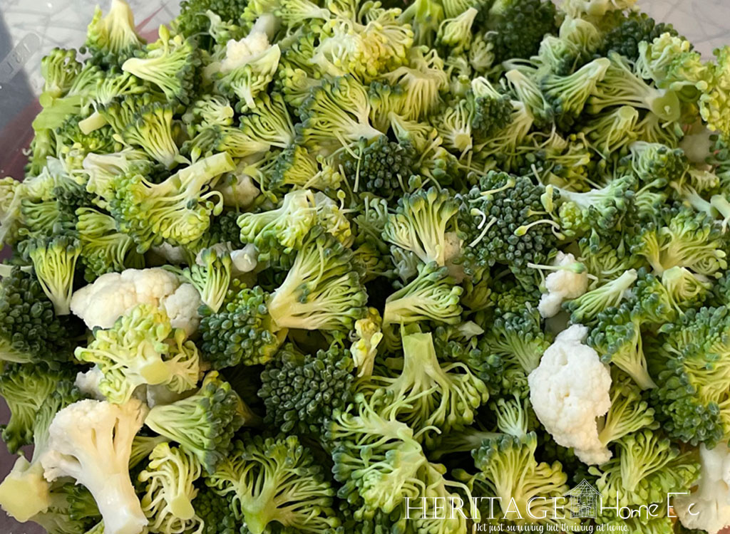 chopped fresh broccoli and cauliflower